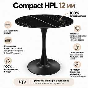 Стол TT65/Раудис черный мрамор/черный